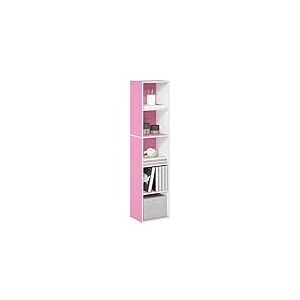 Furinno Pasir Étagère ouverte à 5 niveaux, Blanc/Rose, 5-Tier Cube