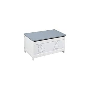 roba Banc-Coffre à Jouets miffy® pour Enfant en Bois - Banquette de Rangement - avec Charnière de Sécurité à Fermeture Douce - dès 18 Mois - Blanc / Motif Lapin