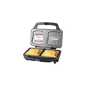 Emerio XXL Haus & Garten Test 03/2019 Appareil &agrave; croque-monsieur, pour toutes les tailles de sandwichs, sans BPA, grande forme de coquille, facile &agrave; nettoyer, le fromage ne coule pas, 900 W.
