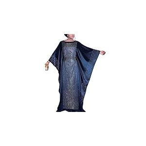 HD Robe Caftan Africaine Longue avec Perles et Strass pour Femme, Taille Unique