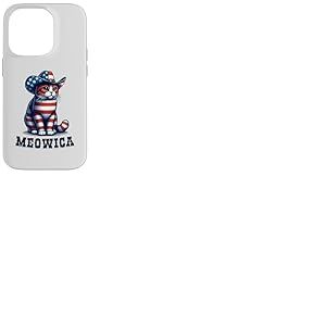 Meowica Cat 4 juillet drapeau américain chat feu d'artifice patriotique Coque pour iPhone 14 Pro