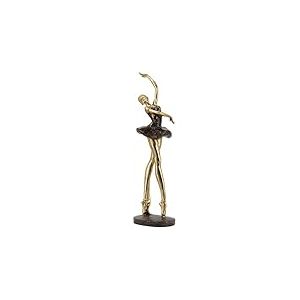 DRW Figurine d'une Ballerine en résine dorée 14 x 11 x 42 cm