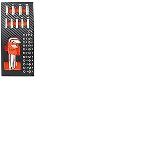 Fischer Darex - Module mousse de 41 outils pour servante d'atelier composé de clés mâles, douilles longues 1/4" et embouts