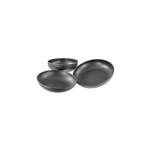 CreaTable, 24062, Série Uno Black, set de vaisselle 3 pièces, ensemble de plats de service en grès, compatible avec le lave-vaisselle et le micro-ondes, production de qualité.