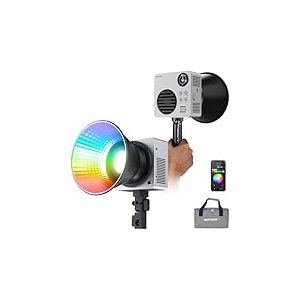 NEEWER HB80C RGBWW LED Lampe Vidéo, Batterie Intégrée 72Wh et Charge Rapide 100W PD, Mini 80W RGB COB Lumiere Photo Studio Continu Bowens Monture Projecteur Portable 2500K-7500K, 10400lux/m, 18 Effets