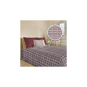 PENSIERI DELICATI Drap de lit 220 x 280 cm, Drap Simple 100% Coton Pique, id&eacute;al comme Drap d'ameublement, Couverture de lit 1 Place et demie, Motif Ben Taupe 100% fabriqu&eacute; en Italie