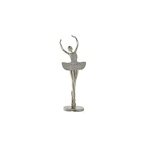 DRW Figurine d'une Ballerine en résine argentée avec Paillettes. Dimensions : 15 x 13 x 42 cm