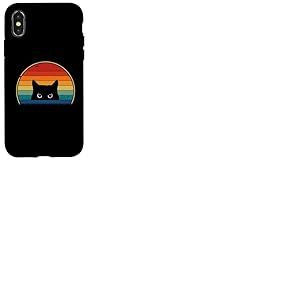 Chemise noire amusante pour chat Cat Retro Vintage Style rétro Cat Love Coque pour iPhone X/XS
