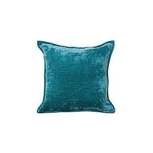 DRW Coussin carr&eacute; en Velours Polyester avec Fermeture &eacute;clair Bleu p&eacute;trole 45 x 10 x 45 cm