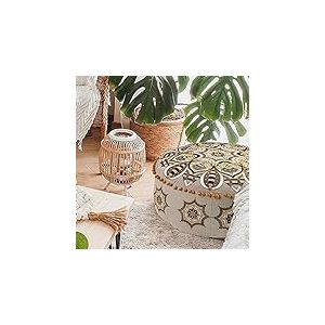 Mandala Life ART Décoratif Pouf Tabouret - Rembourrage Non Inclus 60x20cm Ronde Coton - Boho Chic Coussin de Sol Décor Fait Main - Broderie Coloré