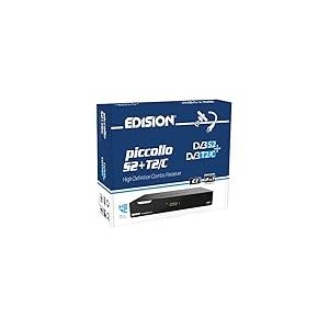 Edision Récepteur combiné PICCOLLO S2+T2/C H.265/HEVC (DVB-S2, DVB-T2, DVB-C) CI Full HD USB noir, télécommande universelle 2 en 1