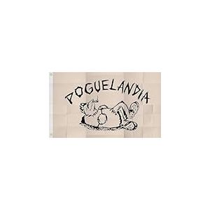 MAGJIUKE Poguelandia Tapisserie drapeau poule &ndash; Drapeau ext&eacute;rieur amusant de la vie pogue 0,9 x 1,5 m, banni&egrave;re en polyester pour dortoir, chambre &agrave; coucher, f&ecirc;te ext&eacute;rieure avec &oelig;illets en laiton