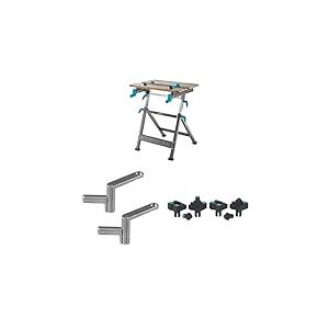 Lot de Établi de Serrage et de Bricolage Réglable en Hauteur - Master 650 Ergo + Brides de Serrage Rapide + Mâchoires de Serrage avec Pointes de Peinture