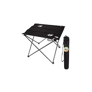 AKTIVE 52843 - Table de Camping Textile - Table Pliante l&eacute;g&egrave;re pour Camping, 61 x 53 x 51 cm, supporte 30 kg, Pieds en Acier, Chevilles Anti-basculement, Couleur Noire