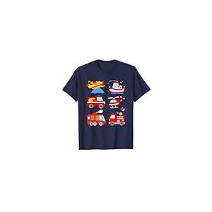 Camions de Pompiers Voiture Bateau Avion Hélicoptère Enfant T-Shirt