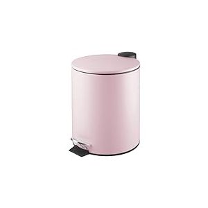 mDesign petite poubelle ronde – poubelle cuisine 5L en métal à pédale, couvercle et seau en plastique – poubelle de bureau, cuisine ou salle de bain élégante – violet