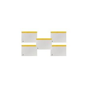 Snopake Lot de 5 pochettes zippées S Transparent/jaune A4+ 370 x 260 mm