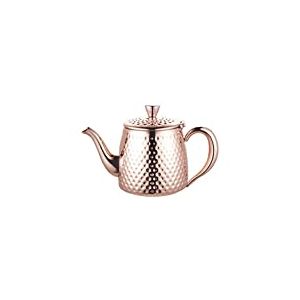 Café Olé Sandringham Théière avec effet martelé en acier inoxydable 18/10 – fini cuivre, argent, 35oz, 1.0L
