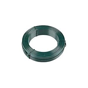 Flandria Fil de Fer plastifié Vert Ø2,4mm rouleau 50m Fil métal enduit PVC pour ligature jardin, fil tension clôture, bricolage