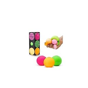 Tobar Neon Diddy Squish Ball Lot de 3 jouets tactiles (lot de 3) Designs et couleurs assortis 39999, 5.4 x 5.4 x 5.4 cm