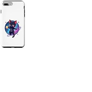 Dessin animé Chat dans l'espace Illustration Design Coque pour iPhone 7 Plus/8 Plus