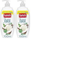 TAHITI - Gel Douche Parfum Coco - Parfum Exotique 8h - Extrait de Coco Bio - Hydratation Naturelle - Grand Format Pompe 700ml (Lot de 2)