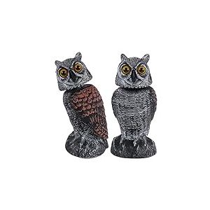 Hausse Lot de 2 Sculptures d'&eacute;pouvantail en Forme de Hibou avec t&ecirc;te rotative en Plastique, 27,6 cm de Hauteur, r&eacute;pulsif Contre Les nuisibles pour ext&eacute;rieur Jardin Cour