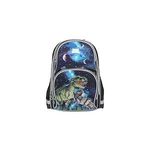 Depesche 13132 Dino World Galaxy - Sac à Dos Scolaire en Bleu foncé, avec Motif de Dinosaures, planètes et étoiles, Sac d'école avec Bretelles réglables