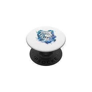 Léopard des neiges, animal léopard blanc, visage de léopard des neiges PopSockets PopGrip Adhésif