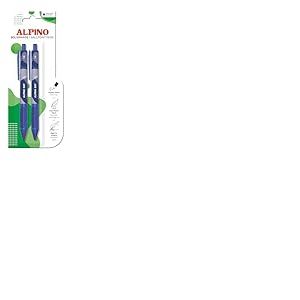 Alpino Lot de 2 stylos &agrave; bille &agrave; pois bleus - Grip souple et antid&eacute;rapant avec grip en silicone - Pointe de 1 mm - Encre bleue de haute qualit&eacute; &agrave; s&eacute;chage rapide