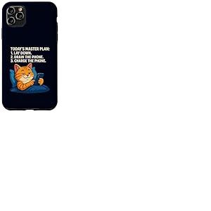 Plan Directeur d'aujourd'Hui Lay Drain Charge Phone Cat Meme Coque pour iPhone 11 Pro Max
