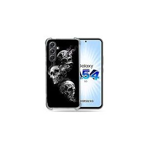 Cokitec Coque Renforcée en Verre Trempé pour Samsung Galaxy A54 5G Tete de Mort Triple