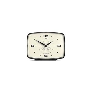 NEWGATE® Brooklyn réveil | Design rétro rectangulaire | Noir | Idéal pour Chevet, Bureau, étagère et Manteau de cheminée | Accessoire rétro du Milieu du siècle pour Chambre à Coucher et Bureau