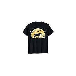 Tshirt Cheval Mignon Lune Nuit Femme Fille Enfant Chevaux T-Shirt