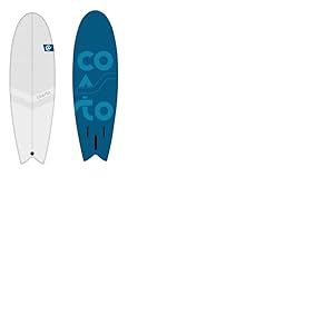 Coasto - Surf Mousse 5'10, PB-CSOFT510 - Planche Compacte, Légère, Sécurisée et Robuste - Type Fish - Noyau EPS - Latte 2X Bois - Matériau Extérieur Souple - Dérives Comprises - Idéal Débutant