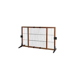 lionto Barrière de sécurité Extensible pour Chien, Grille de Protection en Bois de pin Attrayant, Hauteur 70 cm, barrière Robuste pour escaliers/Portes, Montage Facile, Brun/Noir