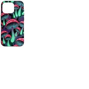 Motif champignons magiques psychédéliques noirs esthétiques Coque pour iPhone 16 Pro