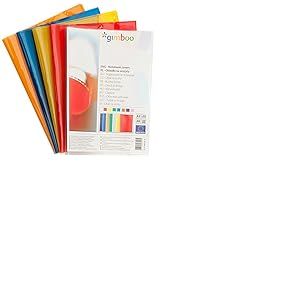 gimboo 2285BTS14PL-04 Lot de 25 enveloppes de cahier A5 Transparent Couleur : rouge/transparent Film polypropylène transparent/protège-cahiers d'école / 150 μm 2285BTS14PL-04