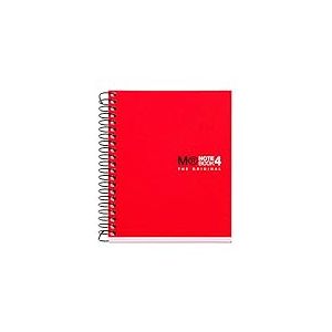 Miquelrius - Cahier A7, petits carreaux 5 mm, spirale microperfor&eacute;e, sans trous, 100 feuilles 70 g/m&sup2;, polypropyl&egrave;ne opaque, 4 bandes de couleur, Notebook The Original, Rouge