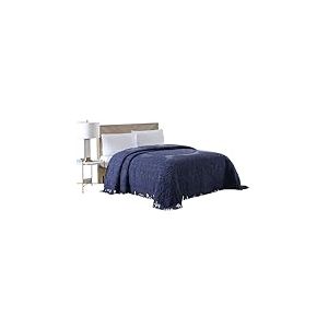 Beatrice Home Fashions Medallion Couvre-lit en Chenille pour lit Simple Bleu Marine