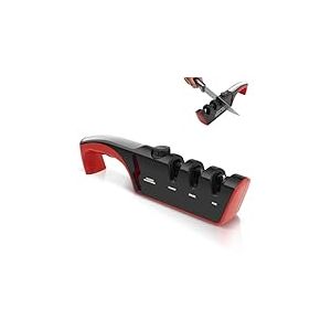 Vonsera Aiguiseur Couteaux, 4 en 1 Affuteur de Couteaux, Multifonction Eguiseur de Couteau &agrave; 3 Phases Professionnel avec Bouton D'angle R&eacute;glable &agrave; 6 Positions, pour Ciseaux et Couteaux de Cuisine