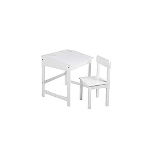 roba Bureau Bébé et Enfant avec Chaise et Espace de Rangement - Pupitre d'École - Blanc