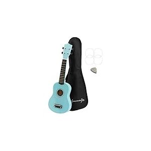 Ukulélé soprano World Rhythm – Soprano Uke débutant en finition bleu clair avec sac de transport, cordes pour ukulélé de rechange et médiator en feutre WR-306