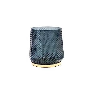 Ivyline Bougeoir en Relief d'orme Bleu Doux &ndash; Imperm&eacute;able et &eacute;l&eacute;gant &ndash; Support d&eacute;coratif en Verre textur&eacute; pour Bougies Chauffe-Plat &ndash; 15 x 15 x 15 cm