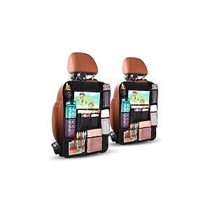 Diboniur Organisateur de Voiture 2 Pcs, Rangement siege enfant avec 20 Poches, Protege pour Tablette iPad 9.7'' & 10.5'', Organiseur Jouets Livres, Le Noir