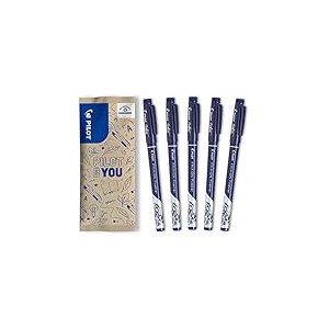 PILOT - 5 FriXion Fineliner - Feutres d'écriture à Encre Gel Effaçable - Bleu - Pointe Fine