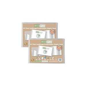 eco-eco Lot de 2 porte-vues A5 50% recyclés avec 20 pochettes en plastique - Format paysage transparent - Eco174 x 2