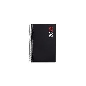 Miquelrius ES-EN-PT &ndash; Agenda journalier 2026 1 jour par page A6+ (117 x 182 mm), couverture souple en polypropyl&egrave;ne, spirale, papier 80 g/m&sup2;, planificateur quotidien, ES-EN-PT, noir
