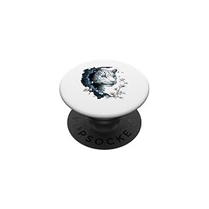 Tête de léopard des neiges, léopard blanc, amateur de léopard des neiges PopSockets PopGrip Adhésif