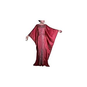 HD Robe Caftan Africaine Longue avec Perles et Strass pour Femme, Taille Unique